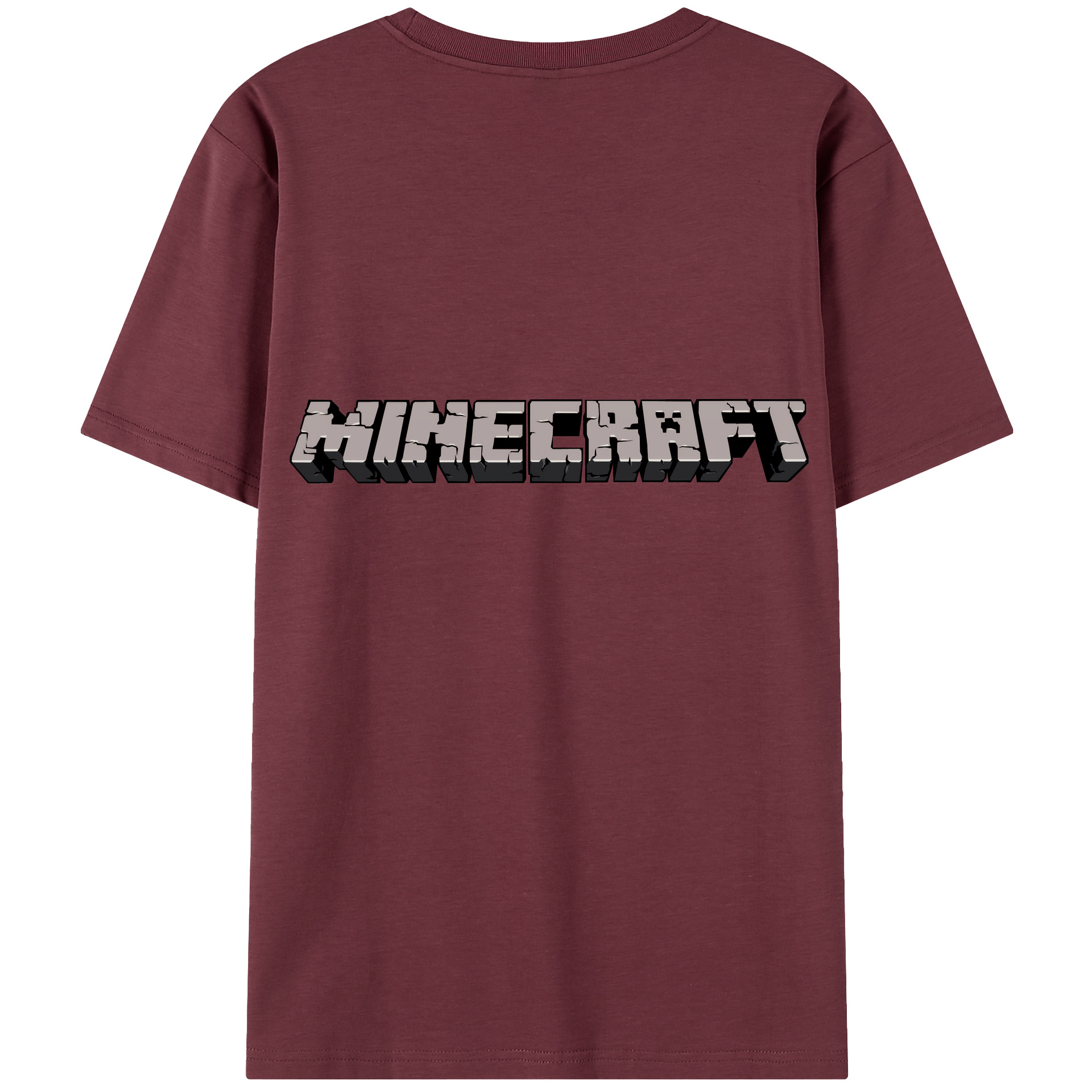 （画像用） マインクラフト ブロックの世界 Minecraft MC Block world 綿100％半袖Tシャツ（背面プリント）